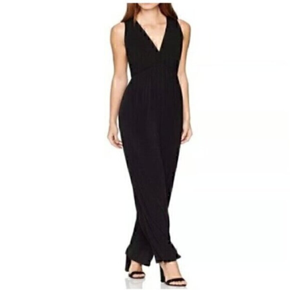 BCBGeneration Jumpsuit Womens Sz 2 Black Lace Sleeveless V-Neck with Pockets NEW